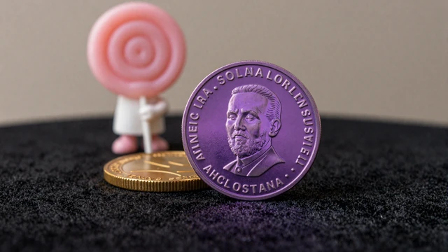 Solana SOL Coin in violettem Gl&uuml;hen f&uuml;r schnelle Krypto-Transaktionen bei Iris Casino
